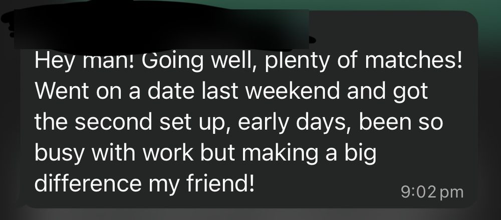 Client WhatsApp, plenty of matches and a second date